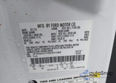 2013 Ford F-150 Fx2 from USA, damaged, VIN 1FTFW1CT7DFD11383